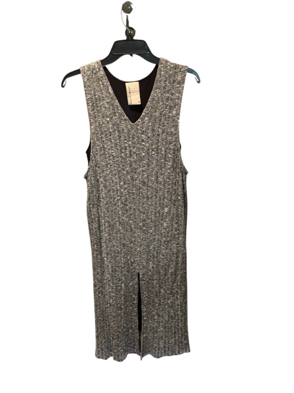 Dolan Left Coast Collection Sleeveless V-neck Knit Ribbed Midi Dress Gray Medium